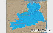 Political 3D Map of Bourges, semi-desaturated