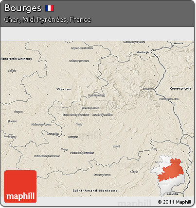 Shaded Relief 3D Map of Bourges