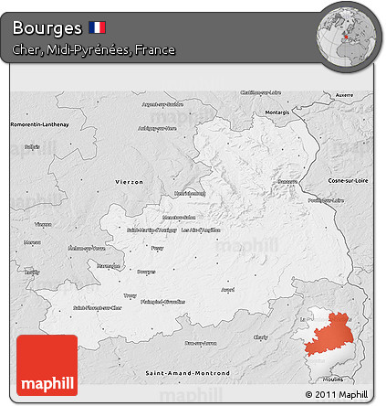 Silver Style 3D Map of Bourges