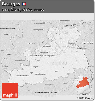 Silver Style 3D Map of Bourges
