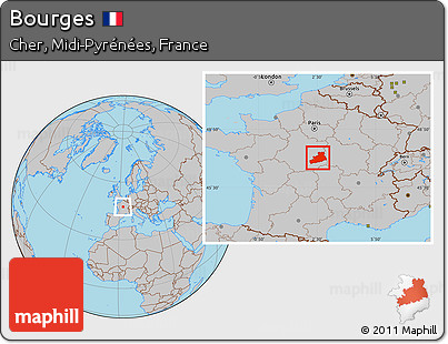 Gray Location Map of Bourges