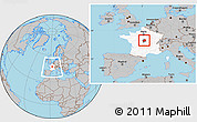 Gray Location Map of Bourges, highlighted country, highlighted parent region, within the entire country