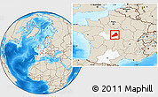 Shaded Relief Location Map of Bourges, highlighted grandparent region