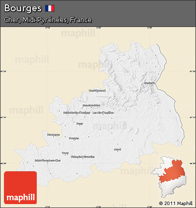 Classic Style Map of Bourges, single color outside