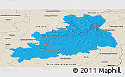 Political Panoramic Map of Bourges, shaded relief outside