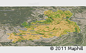 Satellite Panoramic Map of Bourges, semi-desaturated