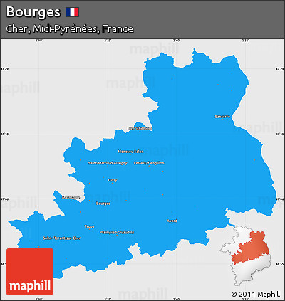 Political Simple Map of Bourges, single color outside