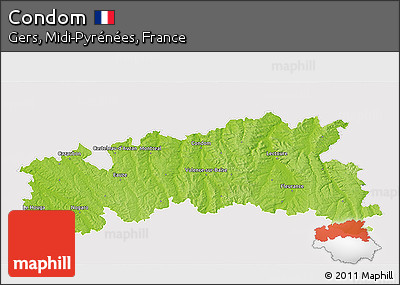 Physical 3D Map of Condom, cropped outside