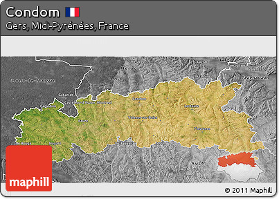 Satellite 3D Map of Condom, desaturated