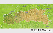Satellite 3D Map of Condom, physical outside