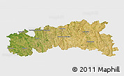 Satellite 3D Map of Condom, single color outside
