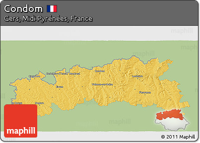 Savanna Style 3D Map of Condom, single color outside