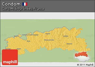 Savanna Style 3D Map of Condom, single color outside