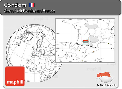Blank Location Map of Condom, highlighted parent region, highlighted grandparent region