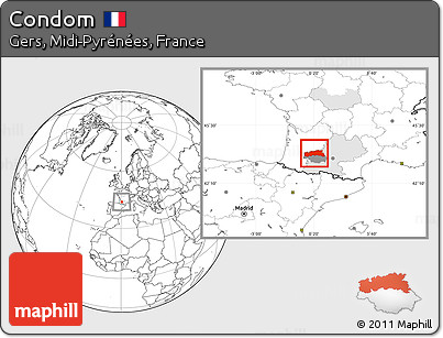 Blank Location Map of Condom, highlighted parent region, highlighted grandparent region