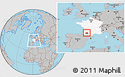 Gray Location Map of Condom, highlighted country, highlighted parent region, within the entire country