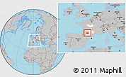 Gray Location Map of Condom, highlighted parent region, highlighted grandparent region, within the entire country