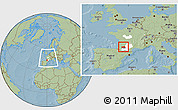 Savanna Style Location Map of Condom, highlighted parent region, highlighted grandparent region, within the entire country, hill shading