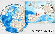 Shaded Relief Location Map of Condom, highlighted country, highlighted parent region, within the entire country