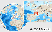 Shaded Relief Location Map of Condom, highlighted parent region, highlighted grandparent region, within the entire country