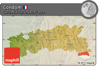 Satellite Map of Condom, lighten
