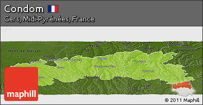 Physical Panoramic Map of Condom, darken