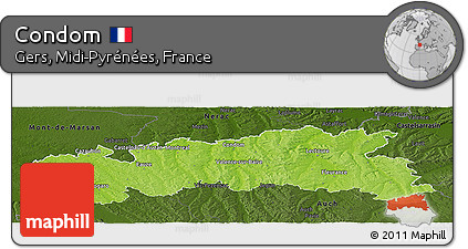 Physical Panoramic Map of Condom, darken