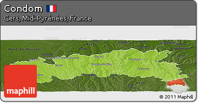 Physical Panoramic Map of Condom, darken