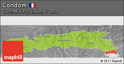 Physical Panoramic Map of Condom, desaturated