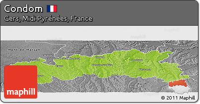 Physical Panoramic Map of Condom, desaturated