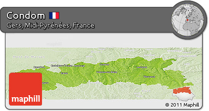 Physical Panoramic Map of Condom, lighten