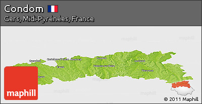 Physical Panoramic Map of Condom, single color outside