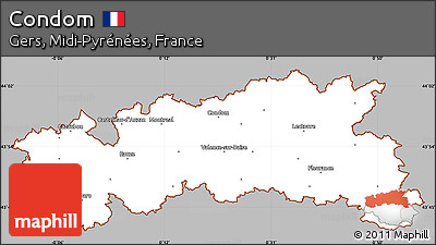 Gray Simple Map of Condom, cropped outside