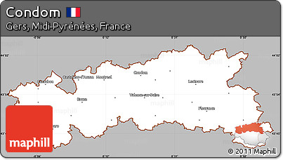 Gray Simple Map of Condom, cropped outside