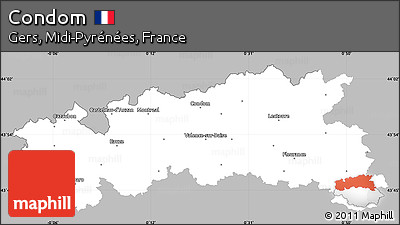 Gray Simple Map of Condom, single color outside