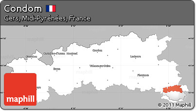 Gray Simple Map of Condom, single color outside