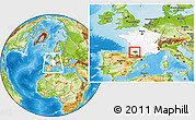 Physical Location Map of Mirande, highlighted country, highlighted parent region, within the entire country