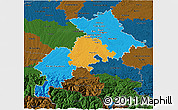 Political 3D Map of Haute-Garonne, darken