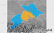 Political 3D Map of Haute-Garonne, desaturated