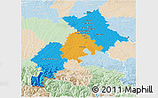 Political 3D Map of Haute-Garonne, lighten