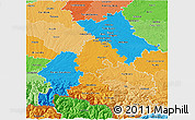Political 3D Map of Haute-Garonne, political shades outside