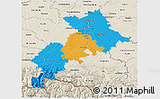 Political 3D Map of Haute-Garonne, shaded relief outside
