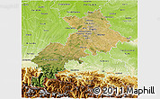 Satellite 3D Map of Haute-Garonne, physical outside
