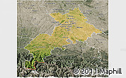 Satellite 3D Map of Haute-Garonne, semi-desaturated