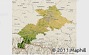 Satellite 3D Map of Haute-Garonne, shaded relief outside