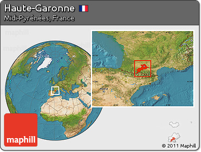 Satellite Location Map of Haute-Garonne