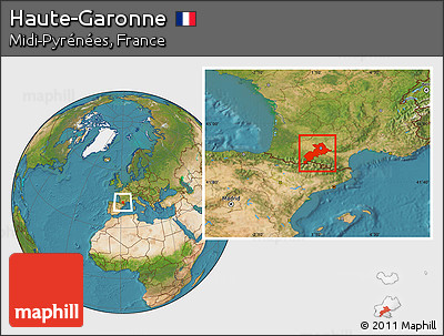 Satellite Location Map of Haute-Garonne