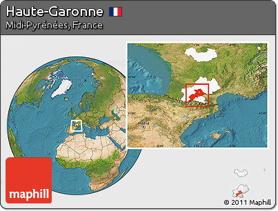 Satellite Location Map of Haute-Garonne, highlighted parent region