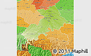 Physical Map of Haute-Garonne, political shades outside