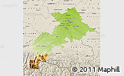 Physical Map of Haute-Garonne, shaded relief outside